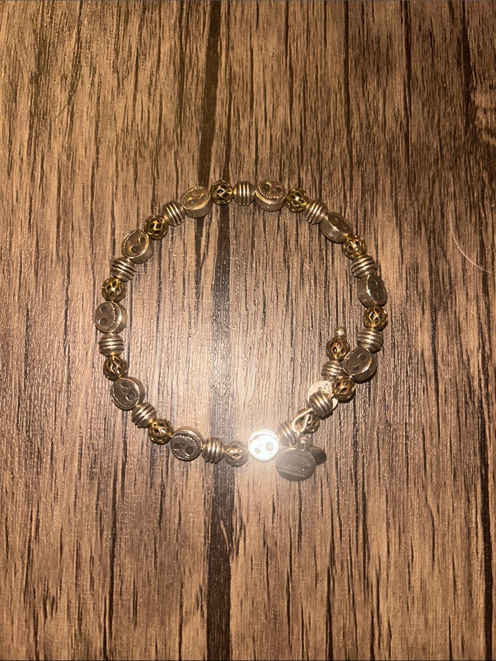Alex and Ani Two-Tone Button Bead Stretch Bracelet